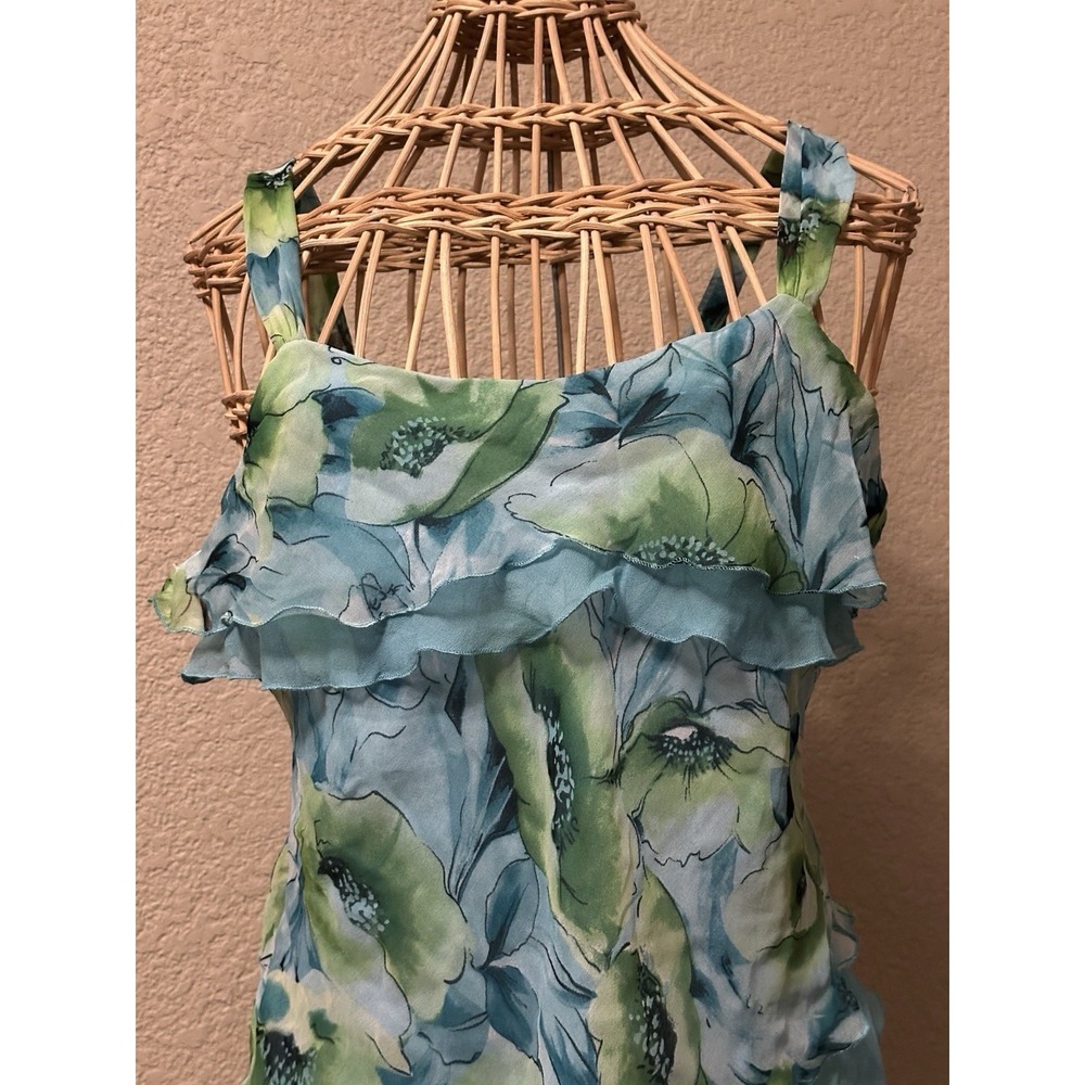 Vtg Y2K Dress Barn M Cami Top Tiered Ruffle Floral Asymmetrical Fairy Romance - Picture 3 of 12
